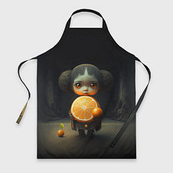 Фартук кулинарный Девочка с мандарином в руках, цвет: 3D-принт