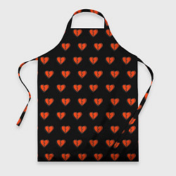 Фартук кулинарный Разбитые сердца на черном фоне, цвет: 3D-принт
