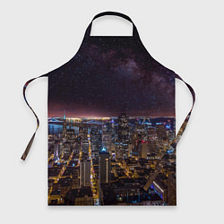 Фартук кулинарный Ночной город и звёзды на небе, цвет: 3D-принт