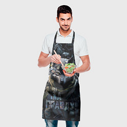 Фартук кулинарный Волк воин в камуфляже, цвет: 3D-принт — фото 2
