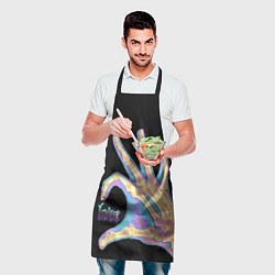 Фартук кулинарный Сердечко правой рукой - неоновый рентген, цвет: 3D-принт — фото 2