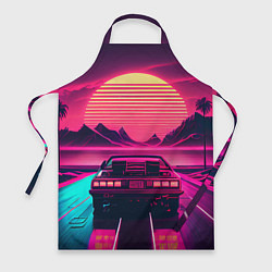 Фартук кулинарный Синтвейв закат и автомобиль, цвет: 3D-принт