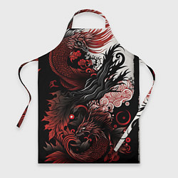 Фартук Красный Irezumi узор