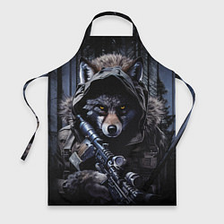 Фартук кулинарный Волк воин в лесу, цвет: 3D-принт