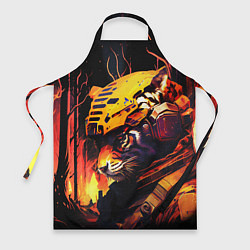 Фартук кулинарный Тигр воин в огне, цвет: 3D-принт