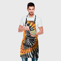 Фартук кулинарный Tie dye - тай дай в черно белую полоску, цвет: 3D-принт — фото 2