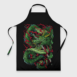 Фартук кулинарный Green japan dragon, цвет: 3D-принт