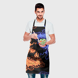 Фартук кулинарный Парящие неоновые драконы, цвет: 3D-принт — фото 2