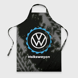 Фартук кулинарный Volkswagen в стиле Top Gear со следами шин на фоне, цвет: 3D-принт