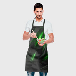 Фартук кулинарный Черные пластины с зеленым свечением, цвет: 3D-принт — фото 2