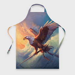 Фартук кулинарный Орел с мечом в облаках на закате, цвет: 3D-принт