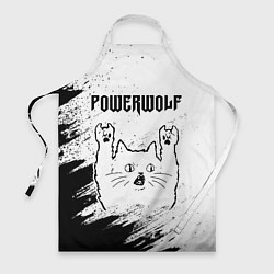 Фартук кулинарный Powerwolf рок кот на светлом фоне, цвет: 3D-принт