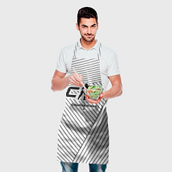 Фартук кулинарный Символ Counter-Strike 2 на светлом фоне с полосами, цвет: 3D-принт — фото 2