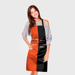 Фартук кулинарный Черно-оранжевый с названиями городов, цвет: 3D-принт — фото 2