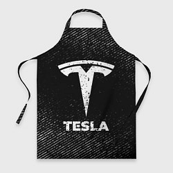 Фартук кулинарный Tesla с потертостями на темном фоне, цвет: 3D-принт