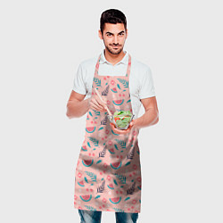 Фартук кулинарный Летний паттерн с арбузом и вишней, цвет: 3D-принт — фото 2