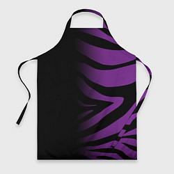 Фартук кулинарный Фиолетовый с черными полосками зебры, цвет: 3D-принт