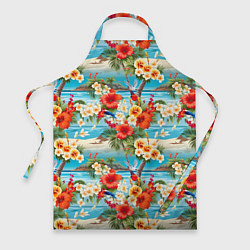 Фартук кулинарный Светлый гавайский фон и цветы, цвет: 3D-принт