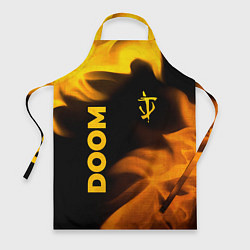 Фартук кулинарный Doom - gold gradient: надпись, символ, цвет: 3D-принт