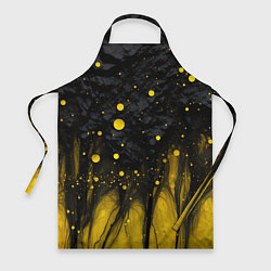 Фартук кулинарный Желтые брызги на черном фоне, цвет: 3D-принт