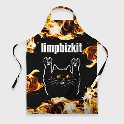 Фартук кулинарный Limp Bizkit рок кот и огонь, цвет: 3D-принт