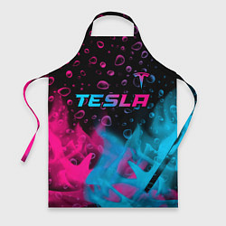 Фартук кулинарный Tesla - neon gradient: символ сверху, цвет: 3D-принт