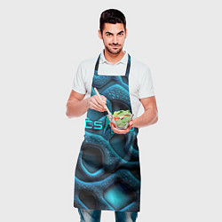 Фартук кулинарный CS GO blue neon logo, цвет: 3D-принт — фото 2