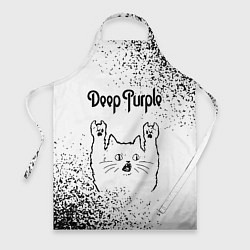 Фартук кулинарный Deep Purple рок кот на светлом фоне, цвет: 3D-принт