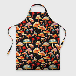 Фартук кулинарный Разноцветный грибной паттерн, цвет: 3D-принт