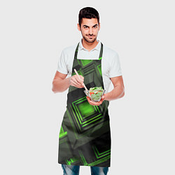 Фартук кулинарный Неоновые зелёные блоки, цвет: 3D-принт — фото 2