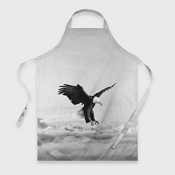 Фартук кулинарный Орёл в облаках черно-белый, цвет: 3D-принт