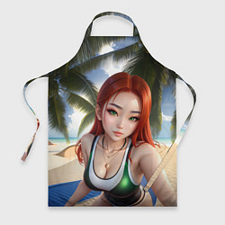 Фартук Девушка с рыжими волосами на пляже