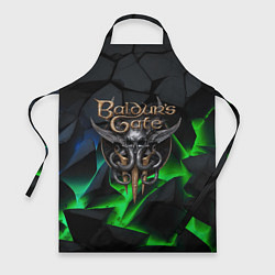 Фартук кулинарный Baldurs Gate 3 black blue neon, цвет: 3D-принт