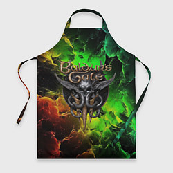 Фартук Baldurs Gate 3 logo dark red green fire