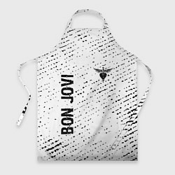 Фартук кулинарный Bon Jovi glitch на светлом фоне: надпись, символ, цвет: 3D-принт