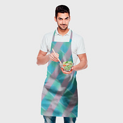 Фартук кулинарный Бирюзовый фон розовые фигуры, цвет: 3D-принт — фото 2