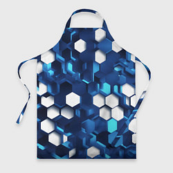 Фартук кулинарный Cyber hexagon Blue, цвет: 3D-принт