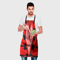 Фартук кулинарный Сердечки с красными узорами, цвет: 3D-принт — фото 2