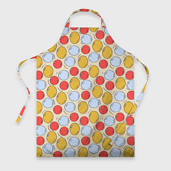 Фартук кулинарный Красные, желтые и голубые пузыри, цвет: 3D-принт