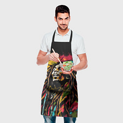 Фартук кулинарный Боб Марли в стиле арт, цвет: 3D-принт — фото 2