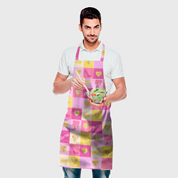 Фартук кулинарный Барби: желтые и розовые квадраты паттерн, цвет: 3D-принт — фото 2