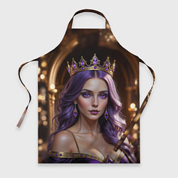 Фартук кулинарный Девушка с фиолетовыми волосами в короне, цвет: 3D-принт