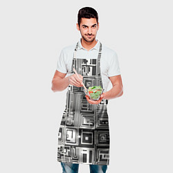 Фартук кулинарный Белые полосы на чёрном фоне, цвет: 3D-принт — фото 2