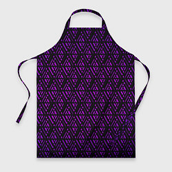 Фартук кулинарный Фиолетовые ромбы на чёрном фоне, цвет: 3D-принт