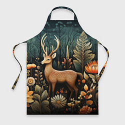 Фартук кулинарный Лесной олень в стиле фолк-арт, цвет: 3D-принт