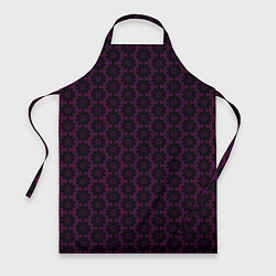 Фартук кулинарный Чёрно-фиолетовый паттерн стилизованные цветы, цвет: 3D-принт