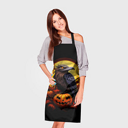 Фартук кулинарный Halloween - ворон и тыква, цвет: 3D-принт — фото 2