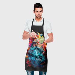 Фартук кулинарный Санта Клаус разноцветный, цвет: 3D-принт — фото 2
