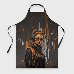 Фартук кулинарный Девушка и оранжевые линии, цвет: 3D-принт