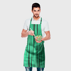 Фартук кулинарный Абстракция полосы зелёные, цвет: 3D-принт — фото 2